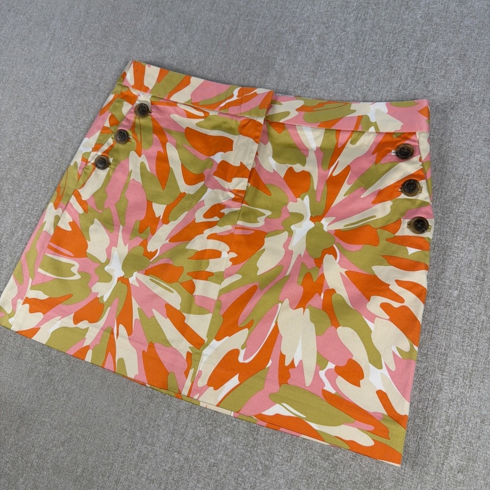 J. CREW Women's 6 - Pink orange & green floral stretch straight skirt above knee